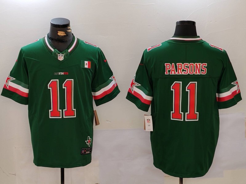 Men Dallas Cowboys #11 Parsons Green Mexico three generations 2024 Nike Vapor Limited NFL Jersey style 906